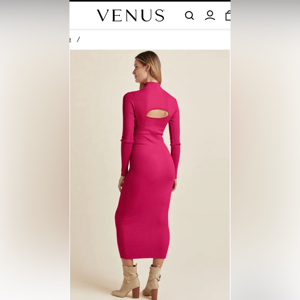 Venus Mock Neck Sweater Dress, size XS, Pink